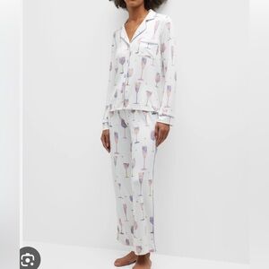 NWT PJ Salvage Ivory champaign glass print pj set